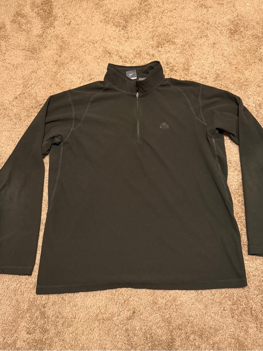 Vintage Nike ACG Quarter Zip Mens Large Green Pullover 1/4 Zip Waffle Knit 90s